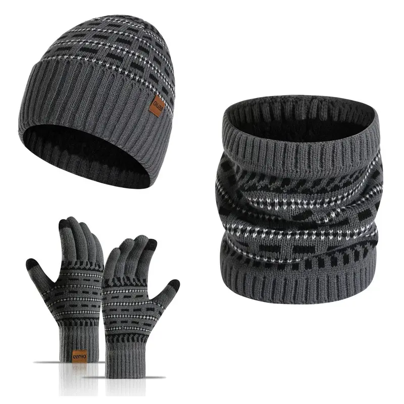 3-teiliges Winterset mit Mütze, Handschuhen und Schal