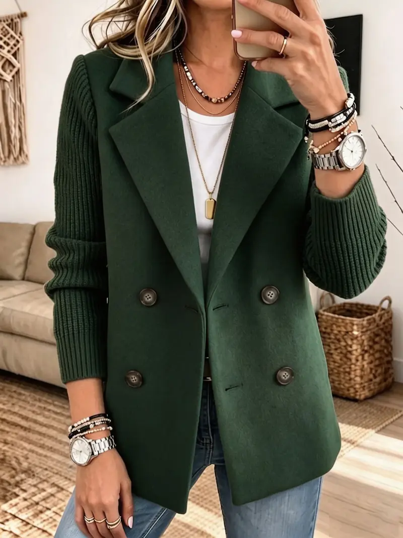 Adalene - Doppelreihiger Blazer mit Strickärmeln