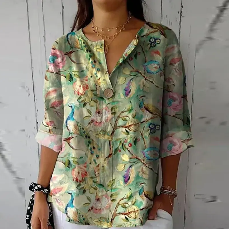 Addison | Blumenmuster Knotenverschluss Bluse