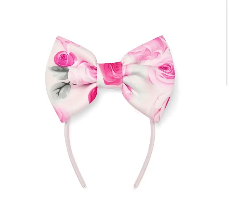 A’Dee - Allie printed bow headband pale pink