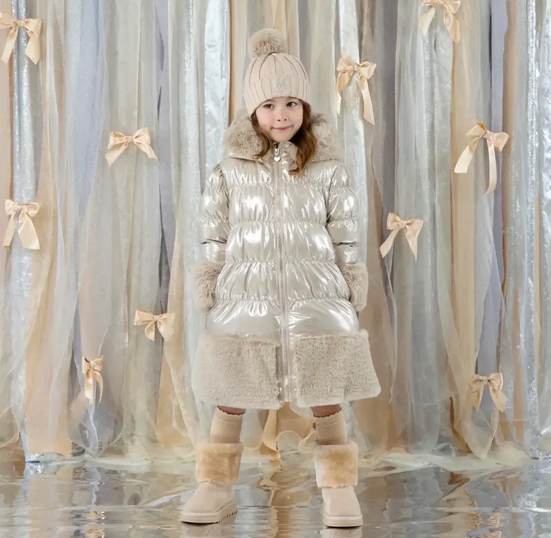 A’Dee - Aurora long fur trim jacket stone beige