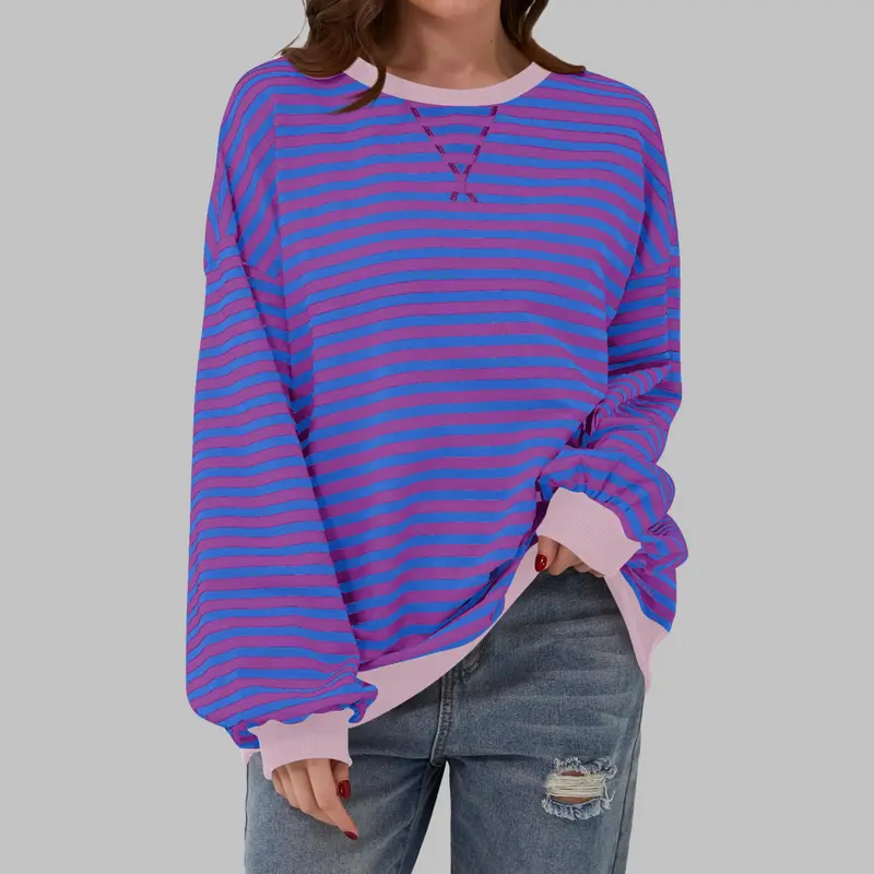 Adelia - Gestreiftes Soft-Touch-Langarm-Sweatshirt