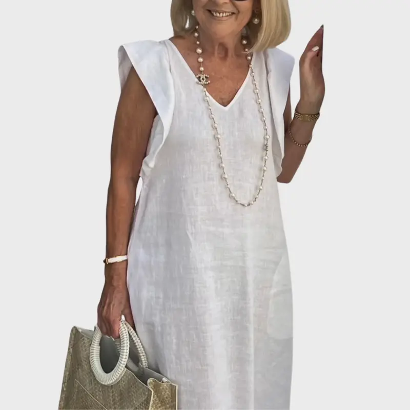 Adelina | Damen Ärmellos V-Ausschnitt Maxi Kleid