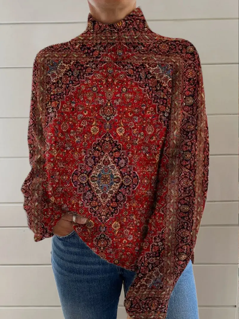 Airinne | Vintage Kunstdruck Rollkragenpullover