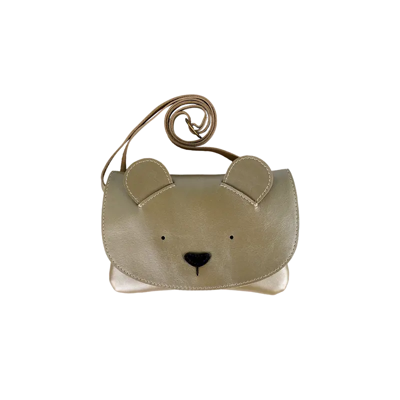 Alaula Purse | Bear | Champagne Metallic Leather
