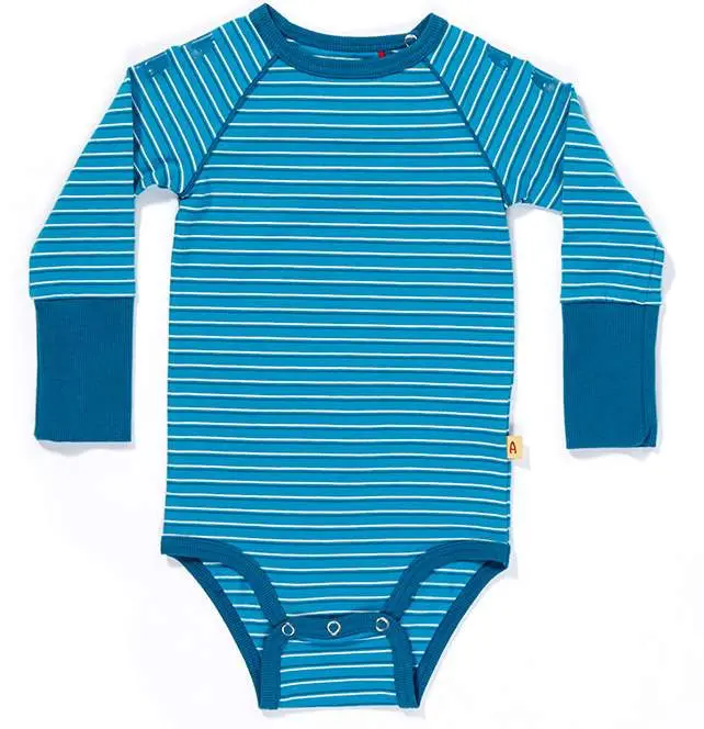 Albababy - Body Claudi - Blauw gestreepte longsleeve romper