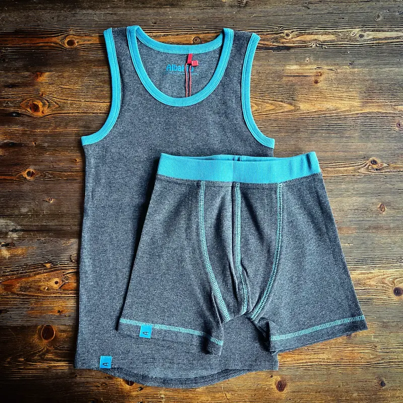 Albababy - Underwear Guno Grey Striped Blue Trims