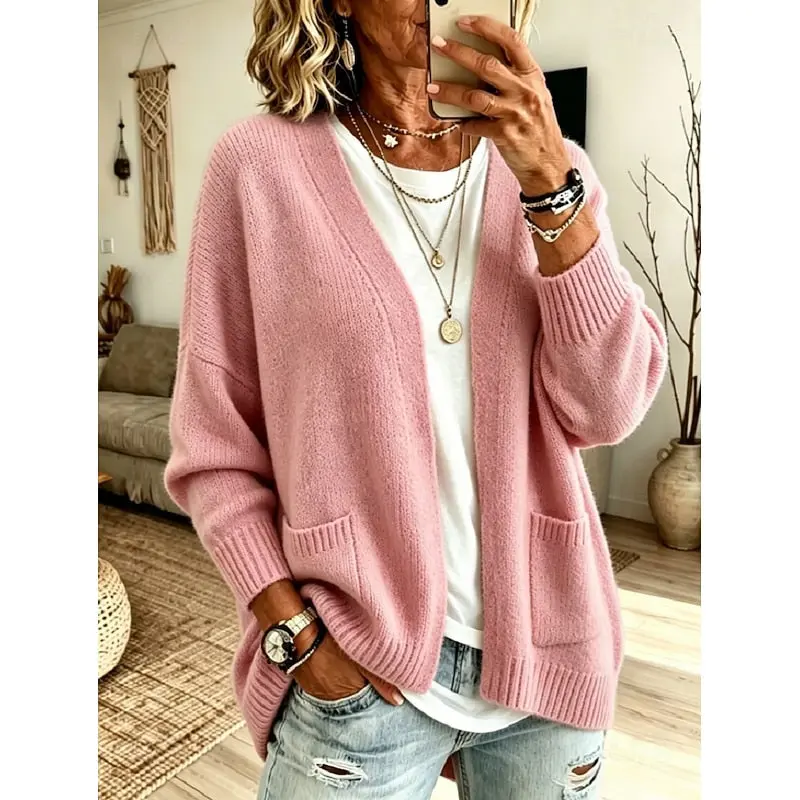 Aldwara | Damen Oversize Strickjacke offen