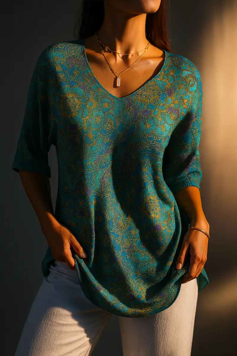 Alexandra | Damen Retro Kunstdruck Freizeit Pullover Strick