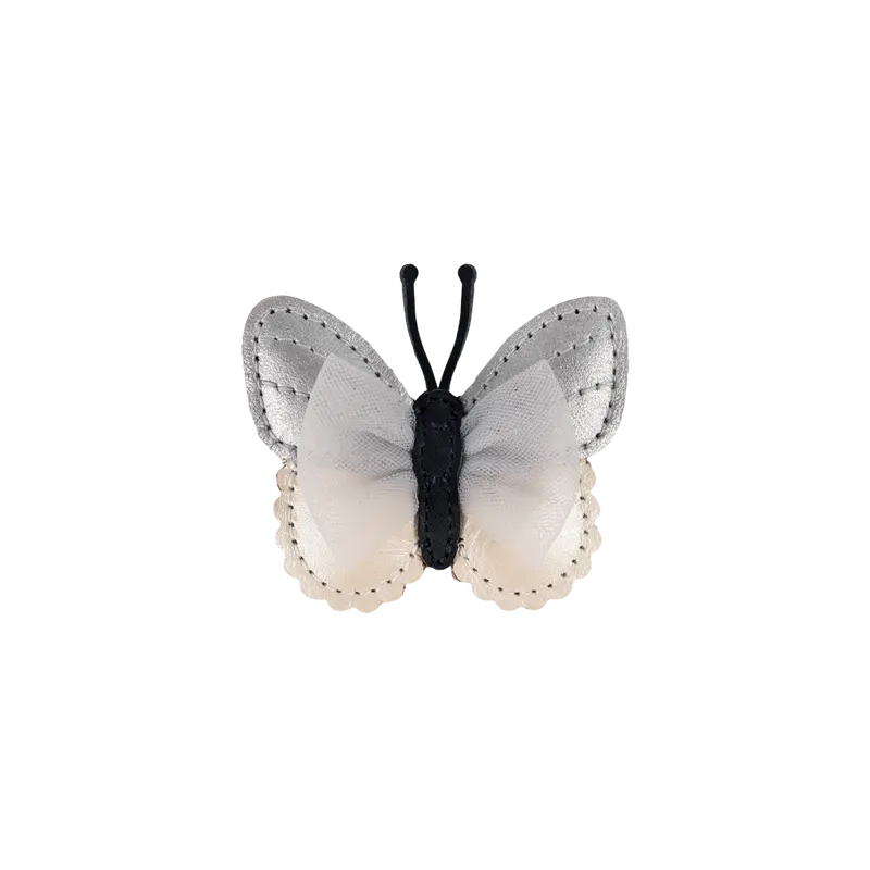 Alja Clip | Vlinder | Silver Grey Metallic Leather