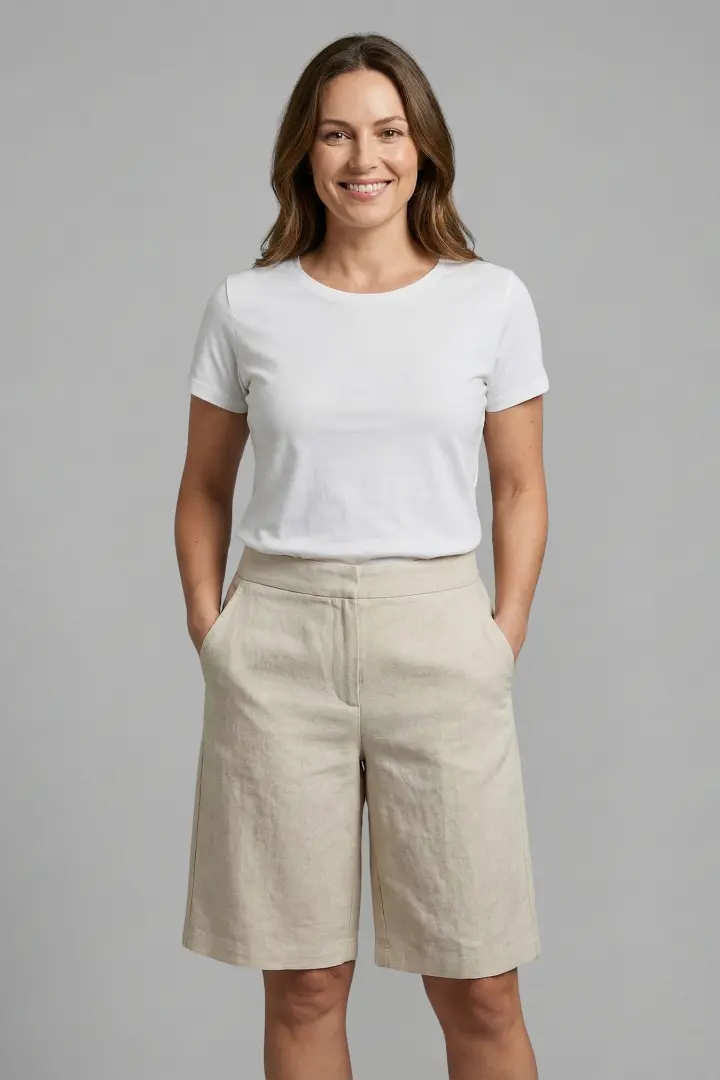 Almira | Damen Bermuda Shorts mit Elastikbund und Seitentaschen