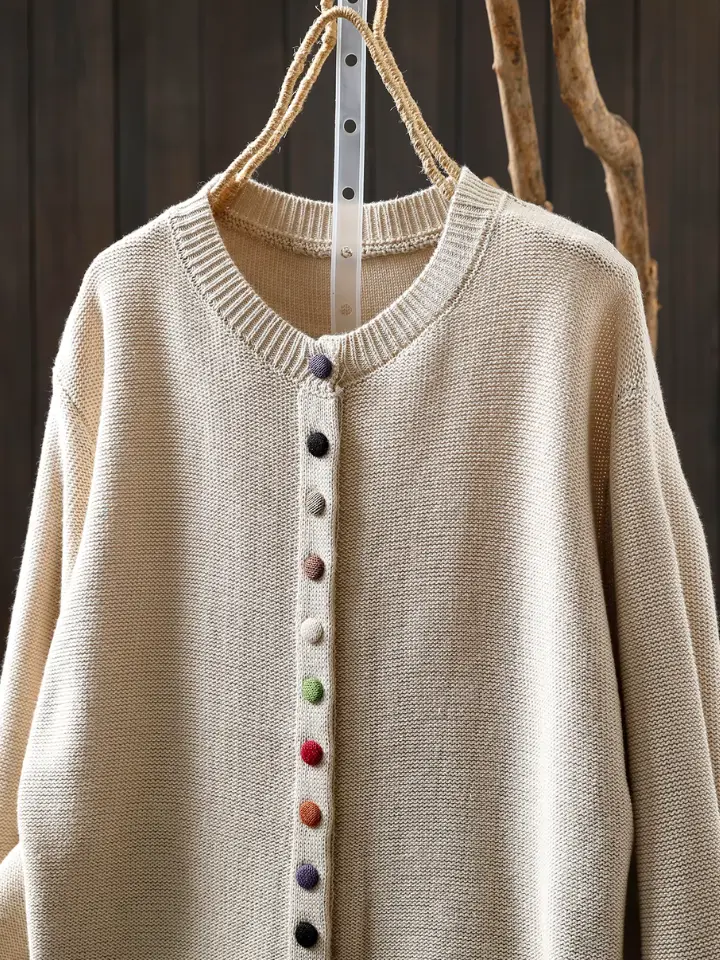 Almvik | Damen Strickjacke mit bunten Knöpfen