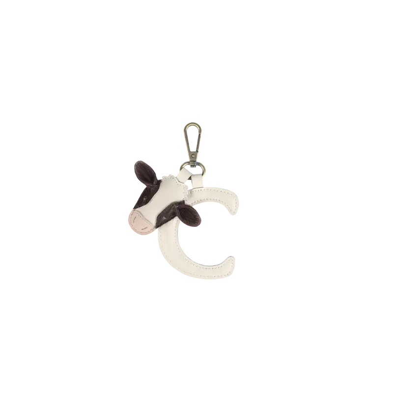 Alphabet Keychain Large | C | Off White Leather