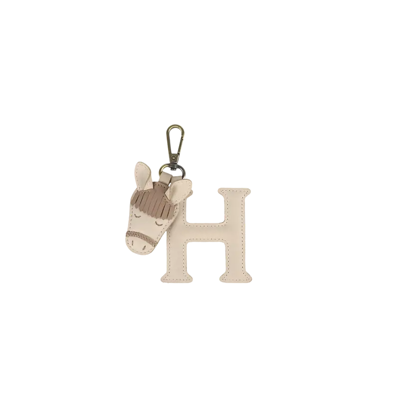 Alphabet Keychain Large | H | Ivory Classic Leather