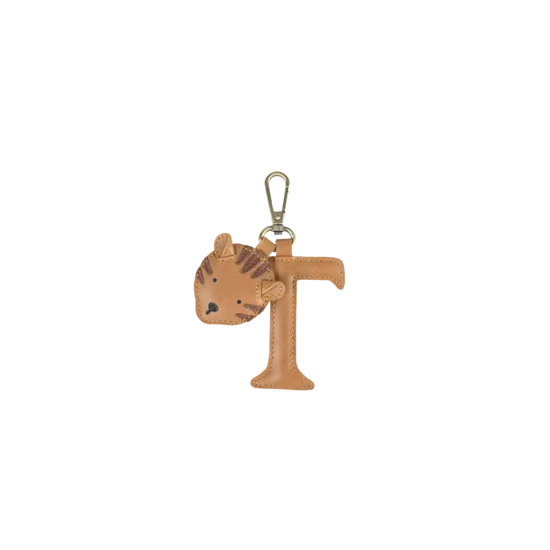 Alphabet Keychain Large | T | Camel Classic Leather