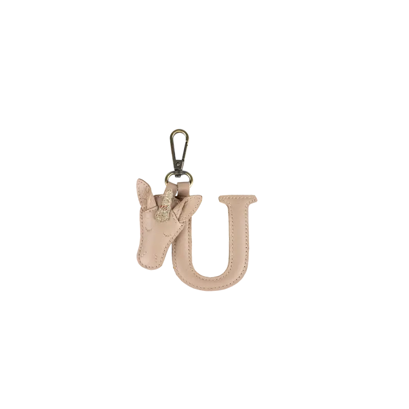 Alphabet Keychain Large | U | Light Rose Leather