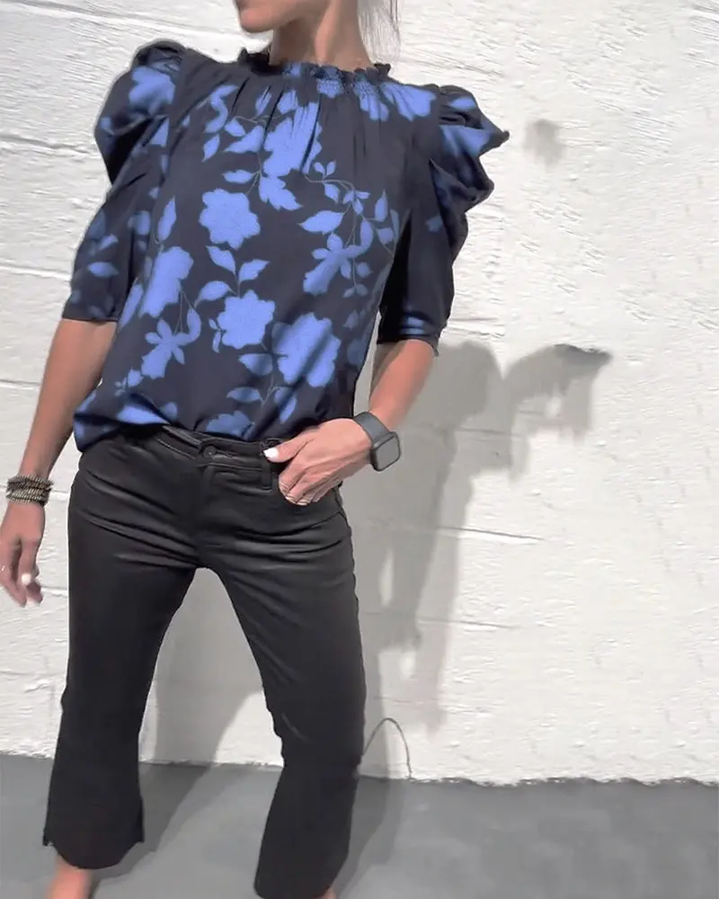Amelie | Damen Bluse stilvoll Puffärmel & Rüschen modern