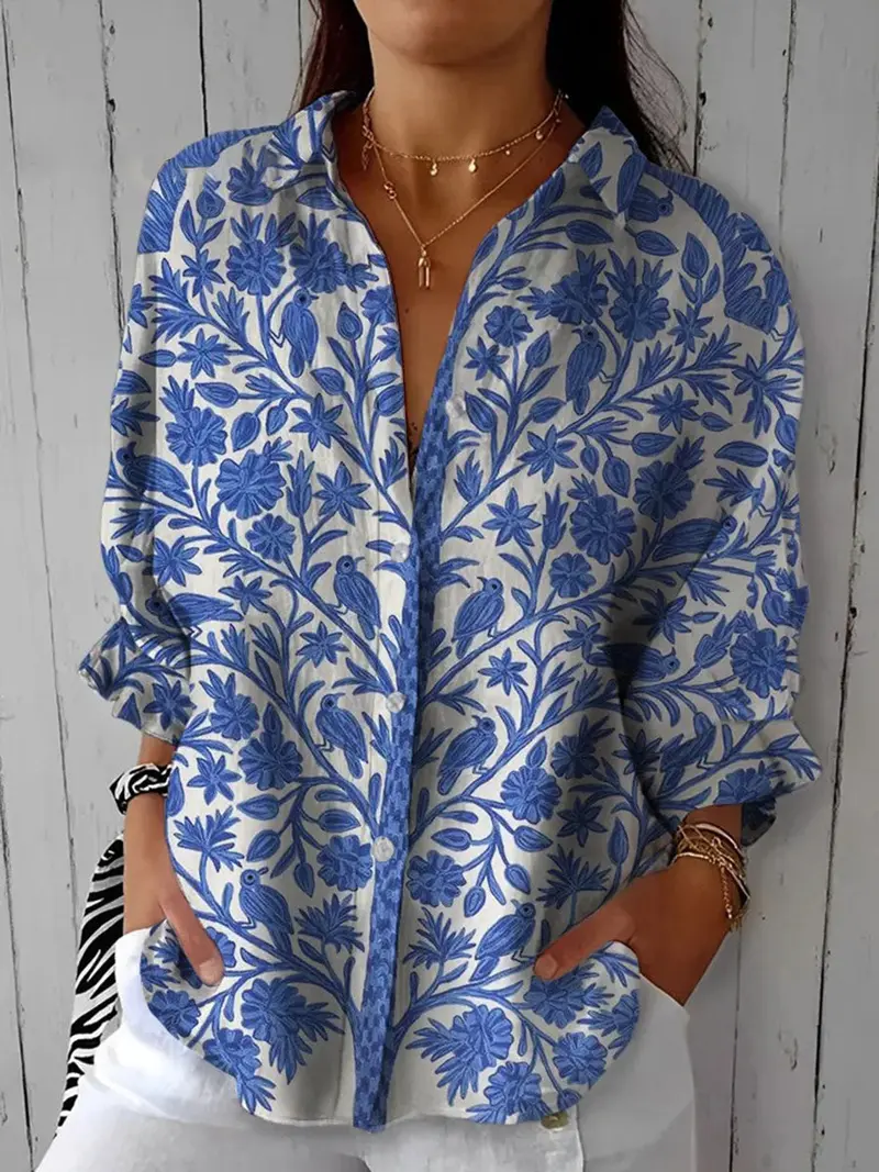 Analeia | Blaue Gartenbluse