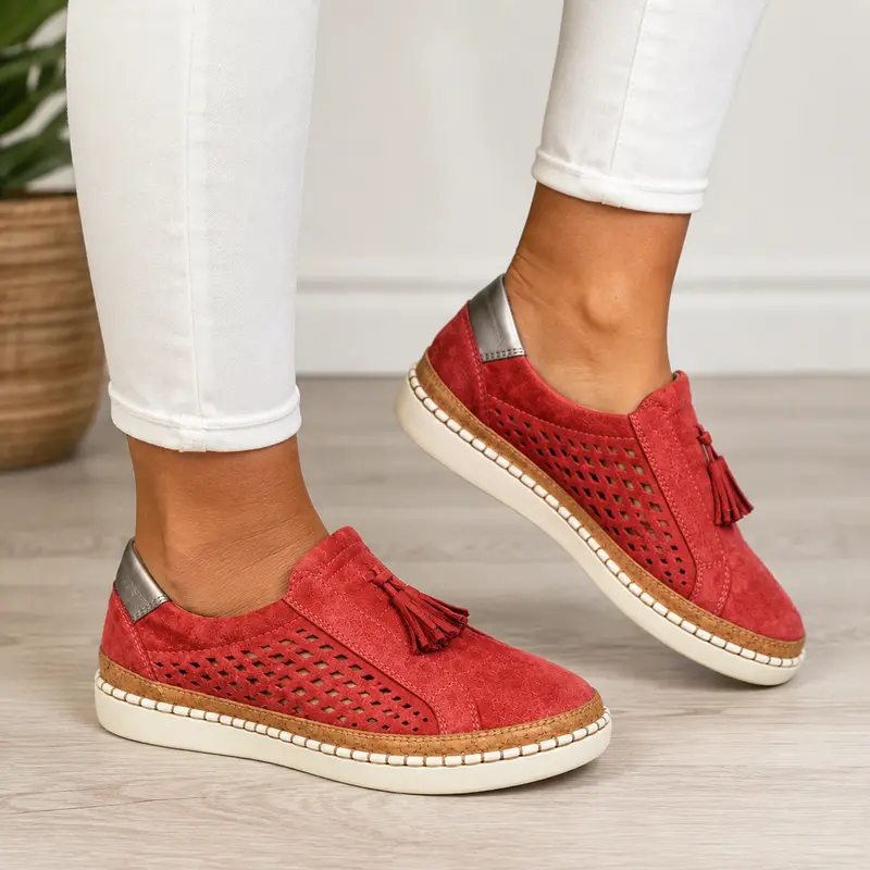 Anceline - Perforierte Komfort-Sneaker mit Quasten