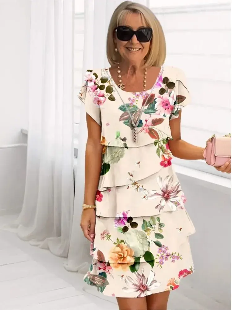 Anke | Elegante, fließende Robe mit Volants
