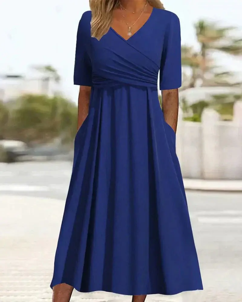 Annabelle | Damen Crossover-Kleid Kurzarm Figurbetont