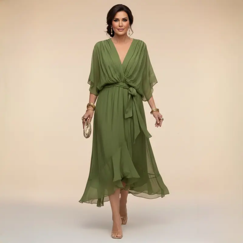 Annika | V-Ausschnitt Wickelkleid Midi