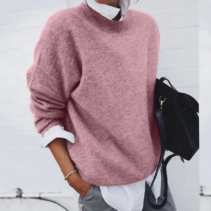 Annika | Wollpullover für Damen Oversized Rundhals Strickpullover