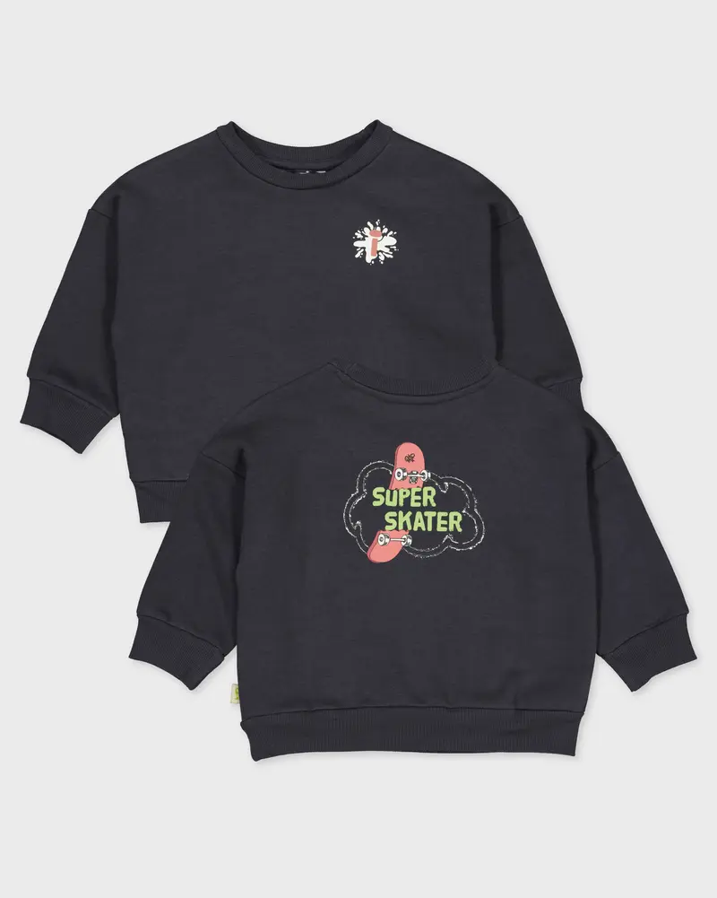 Antraciet sweater met rugprint | Deep Blue