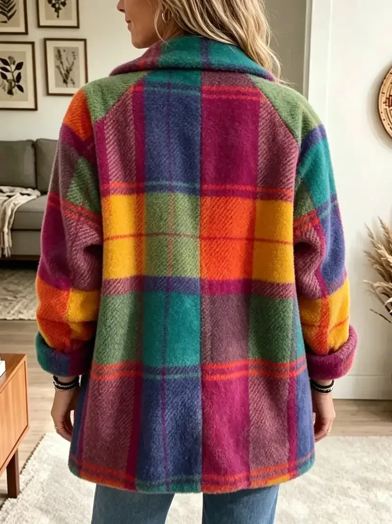 Apollonia - plüschige Oversize-Karo-Jacke
