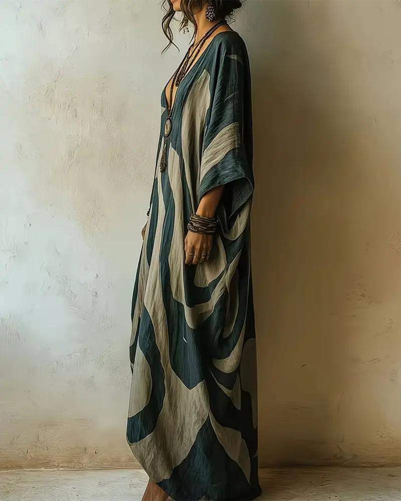 Aramina - Luxuriöser bedruckter Maxi-Kaftan