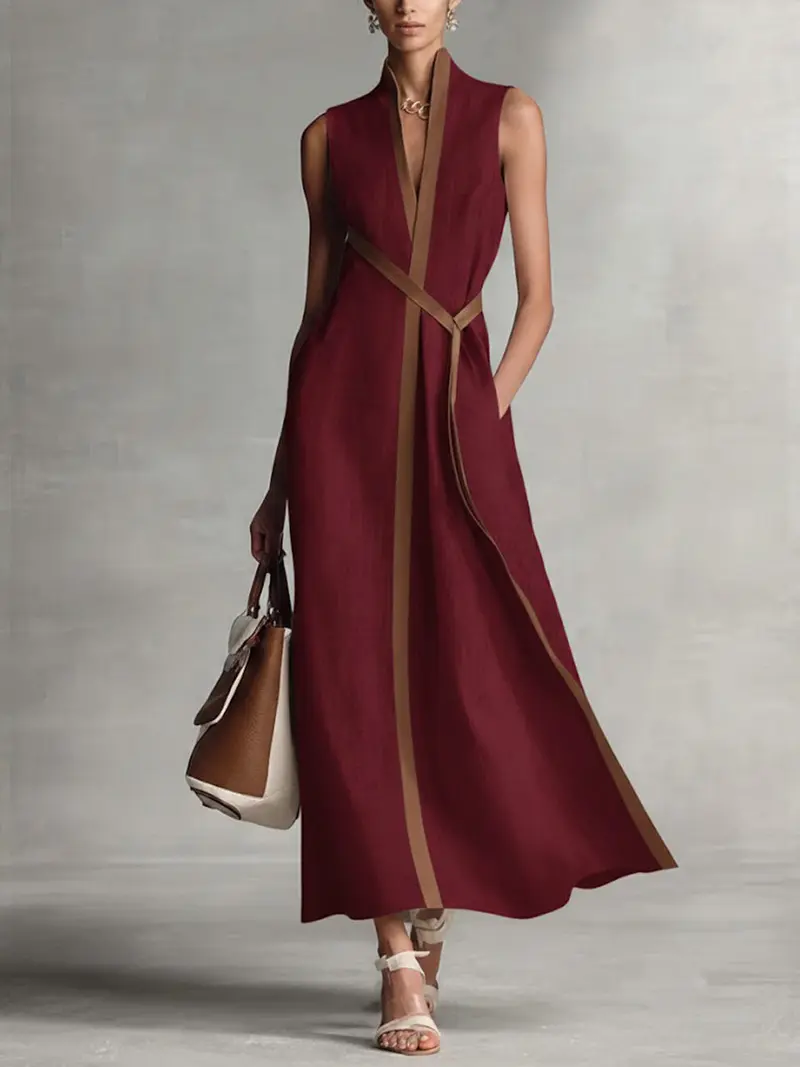 Araminta | Damen Ärmelloses V-Ausschnitt Maxikleid