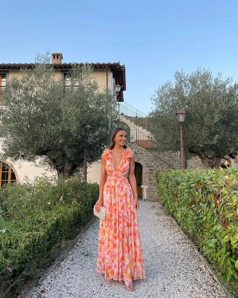 Ärmelloses Maxikleid mit Blumenmuster für Damen