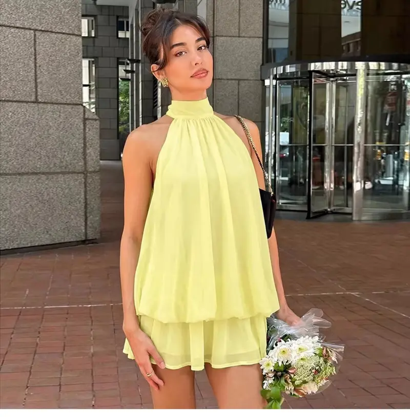 Ärmelloses Mini-Kleid mit Neckholder-Ausschnitt für Damen
