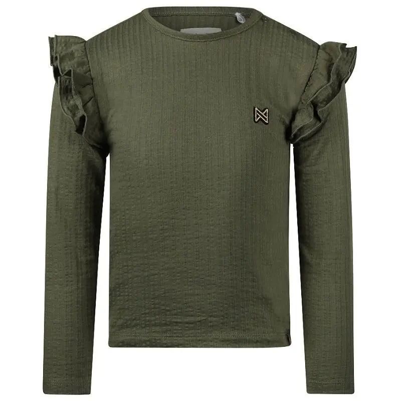 Armygroene ruffle longsleeve O56956