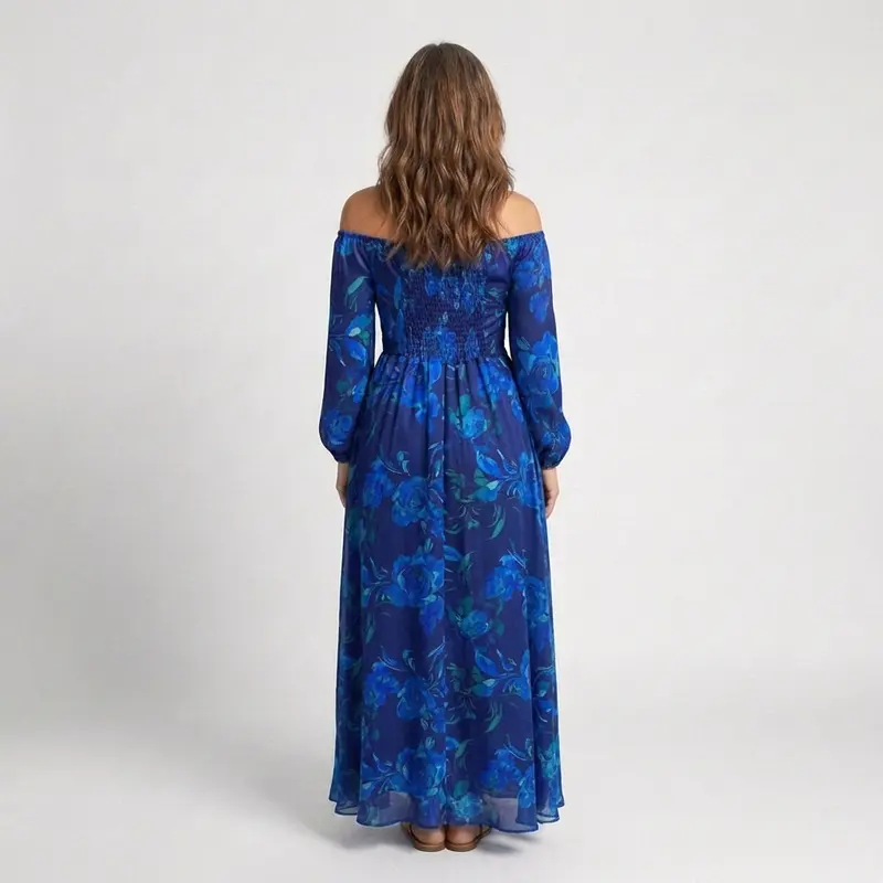Aspen | Off-Shoulder Blumenkleid Maxi