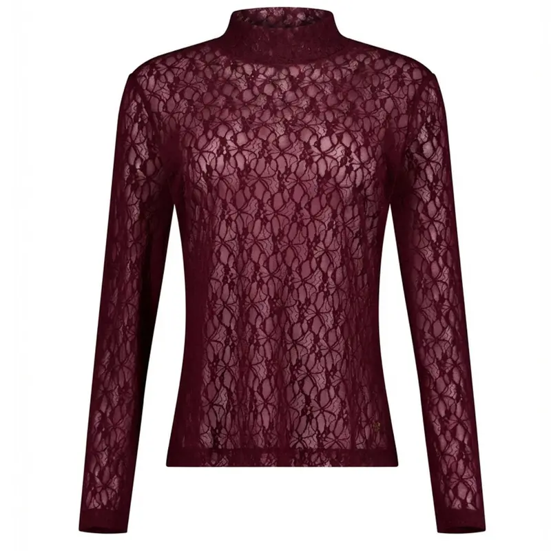 Aubergine kanten col top Reagan Lace