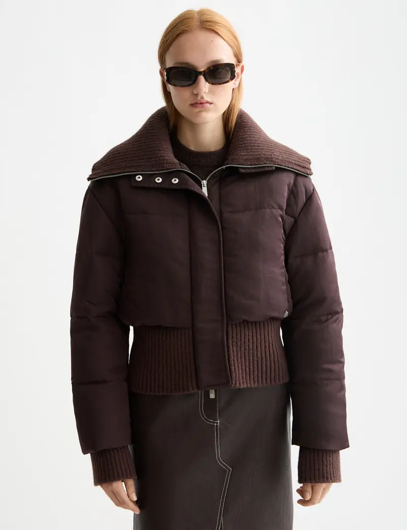 Aviator collar puffer jacket