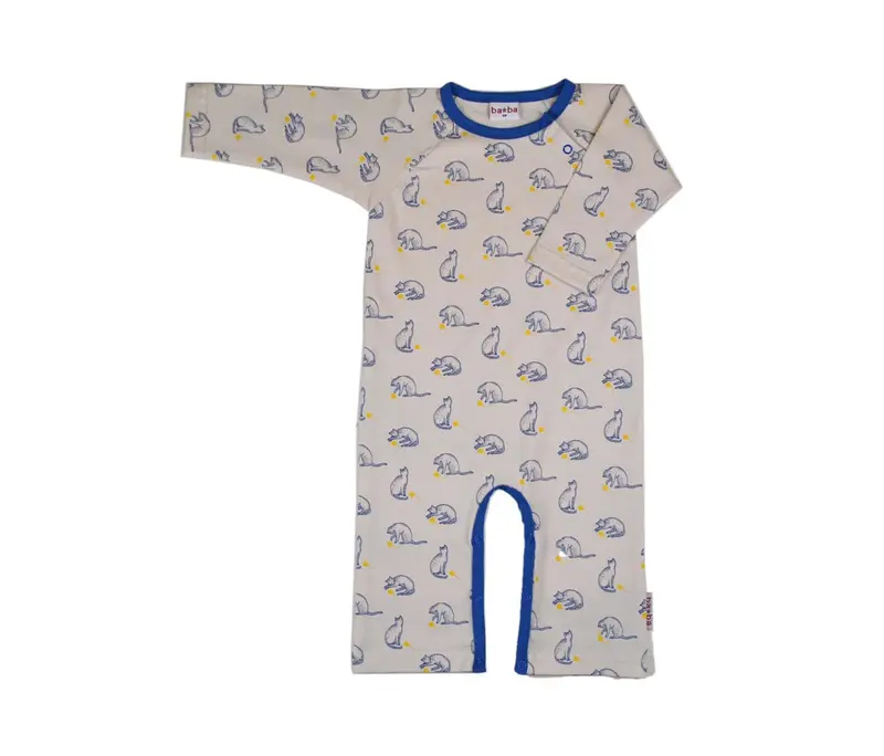 Baba*Kidswear Jumpsuit Ecru Blue Cats Blauw Katten