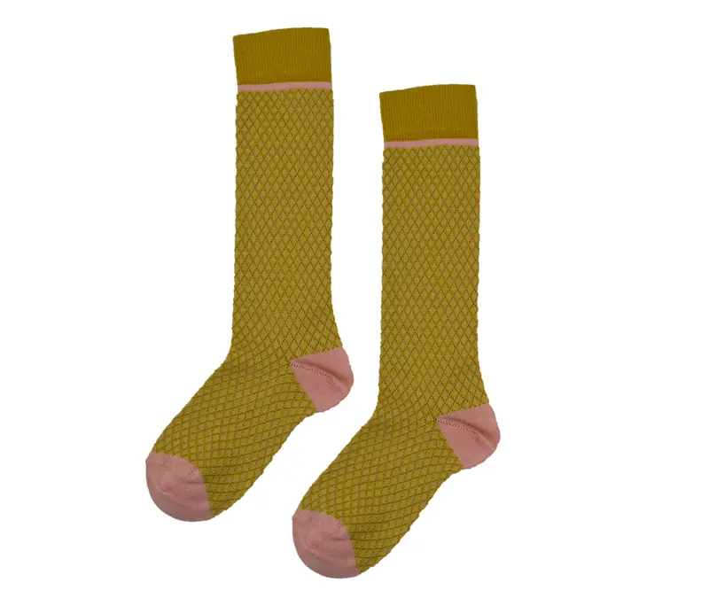 Baba Kidswear - Kneesocks Mustard Yellow Pink Toe