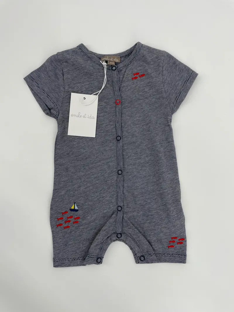 Babypak Donkerblauw Wit Korte Mouw Maat 62