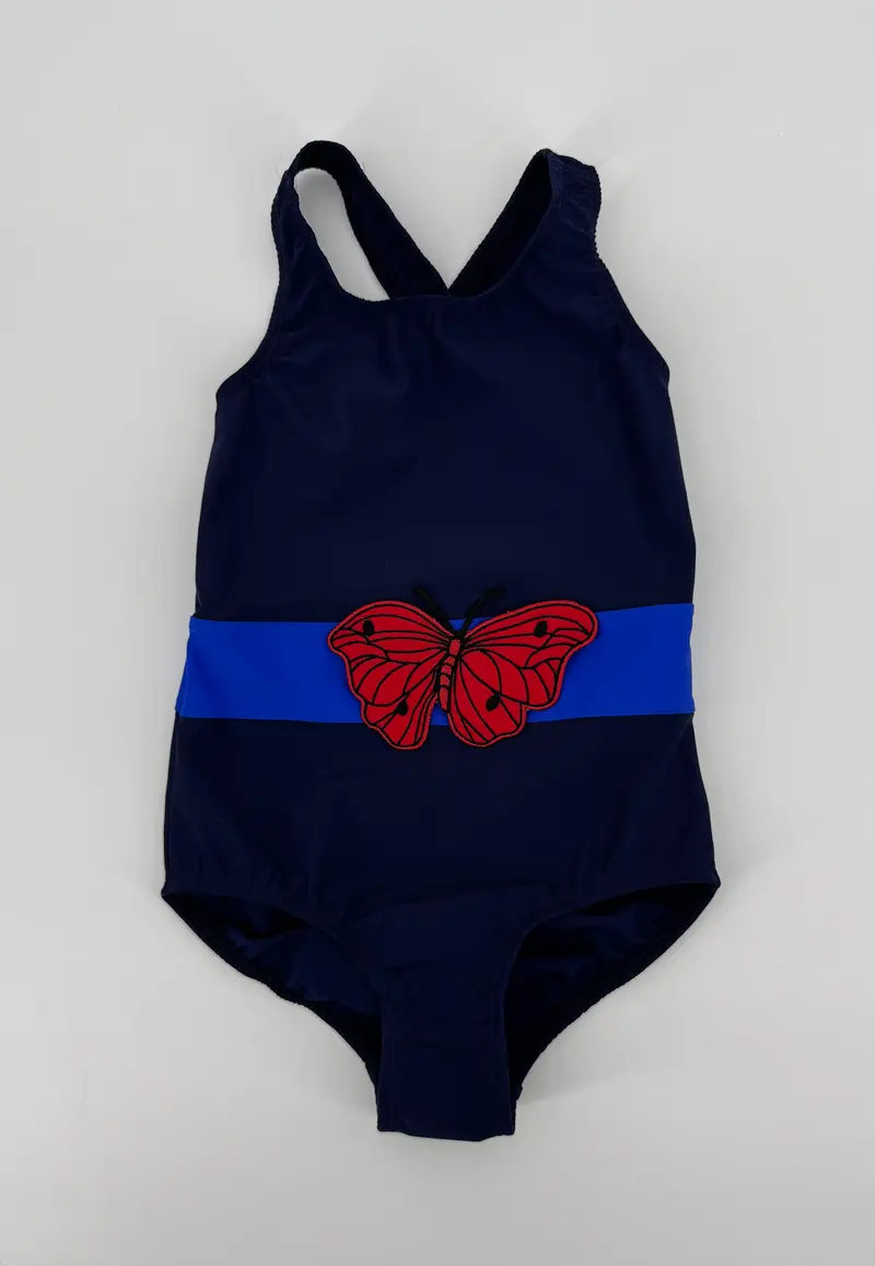 Badpak Donkerblauw Vlinder UPF 50+ Maat 104 / 110
