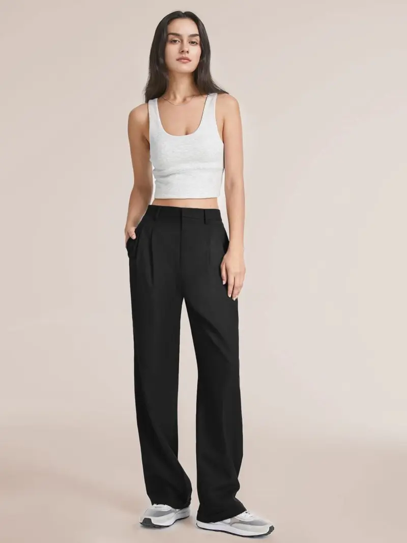 Barbara | Damen Weitbeinige Hose mit Hoher Taille