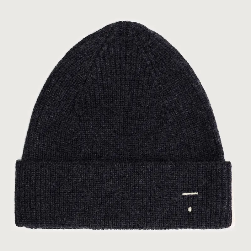 Beanie Knitted Black Melange