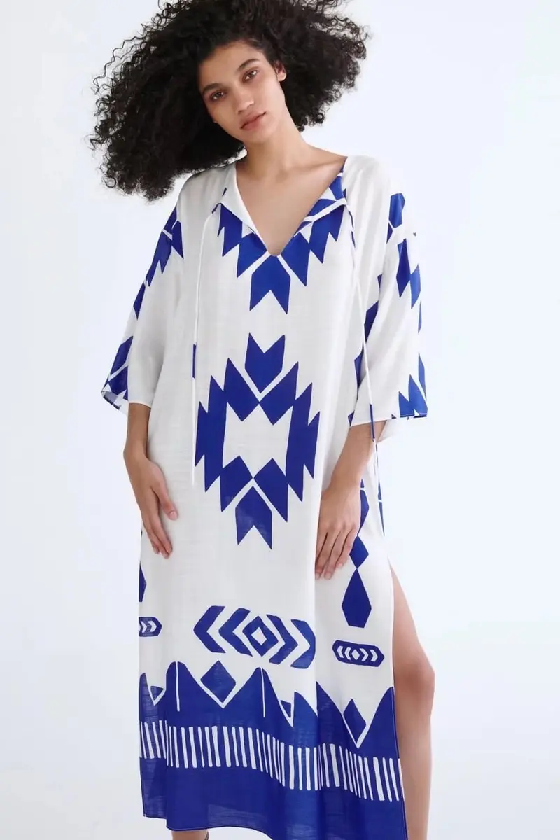 Bedrukte losse kaftan jurk voor dames