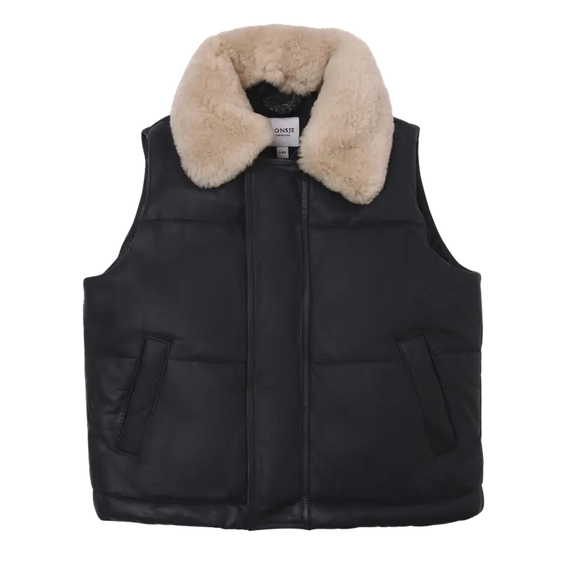 Bees Leather Bodywarmer | Navy Leather