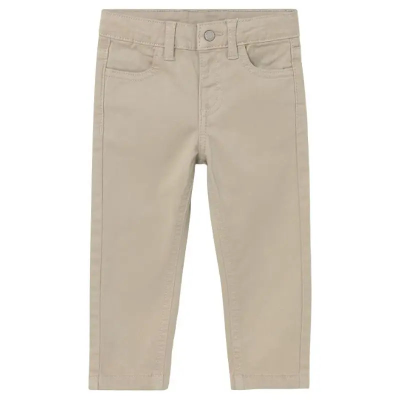 Beige 5-pocket slim fit basic pant