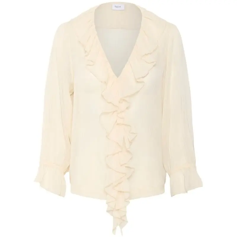 Beige fijngeweven blouse Nanette