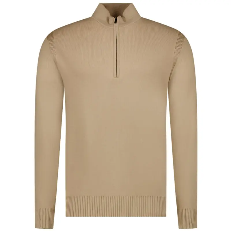 Beige knit half zip pullover Symor