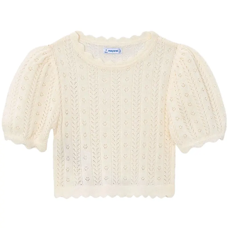 Beige korte mouw knit t-shirt 3003