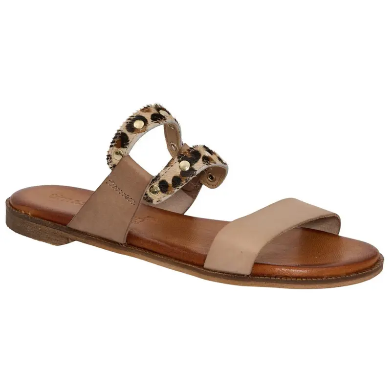 Beige met luipaard sandaal Pepa